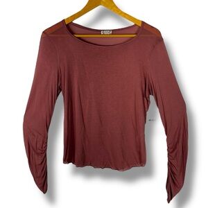 Intimately Free People Current Mood Ruched Sleeve Sheer Top, Petals, Size Medium